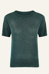 Metallic Knit T-Shirt | Emerald/Green