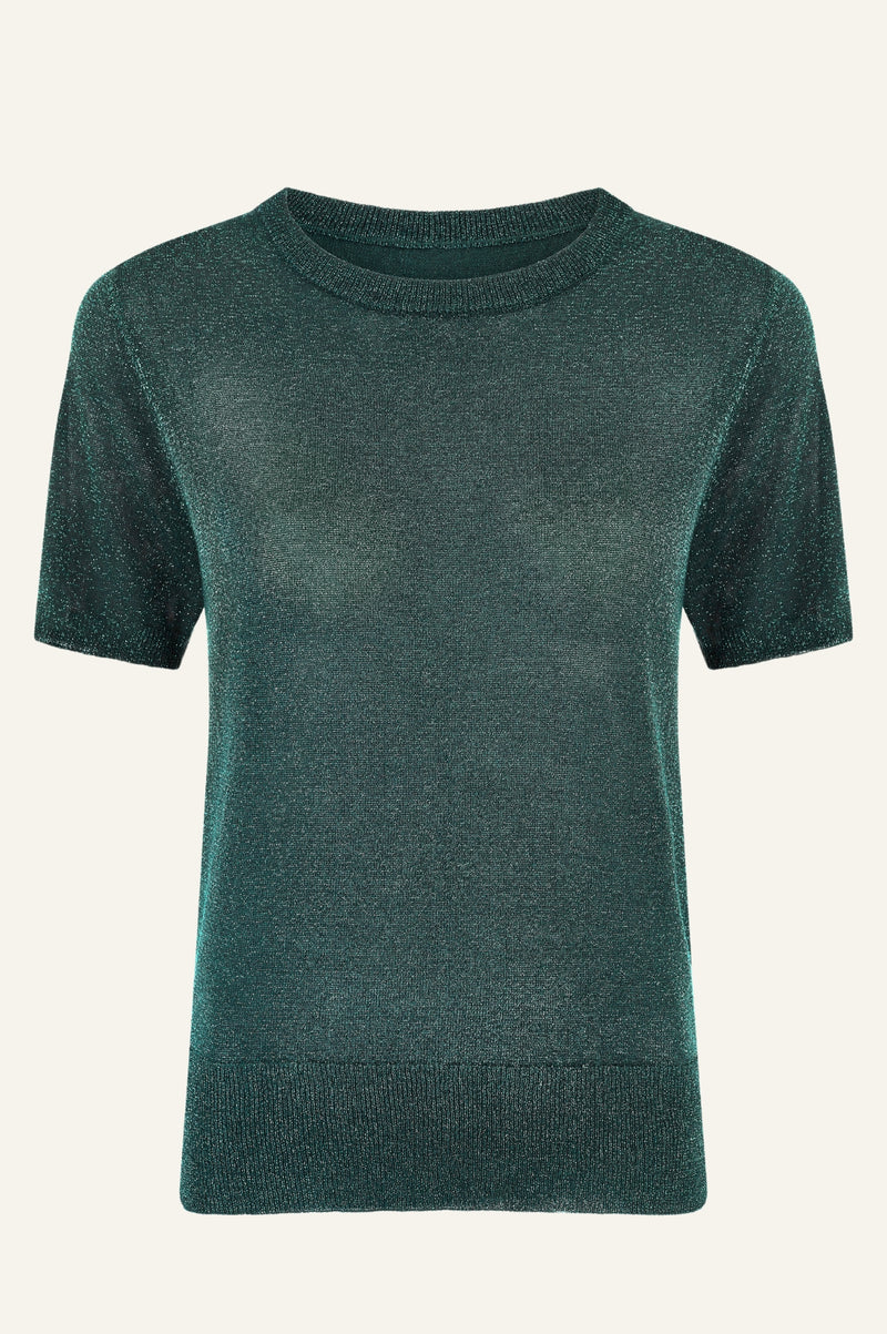 Metallic Knit T-Shirt | Emerald/Green