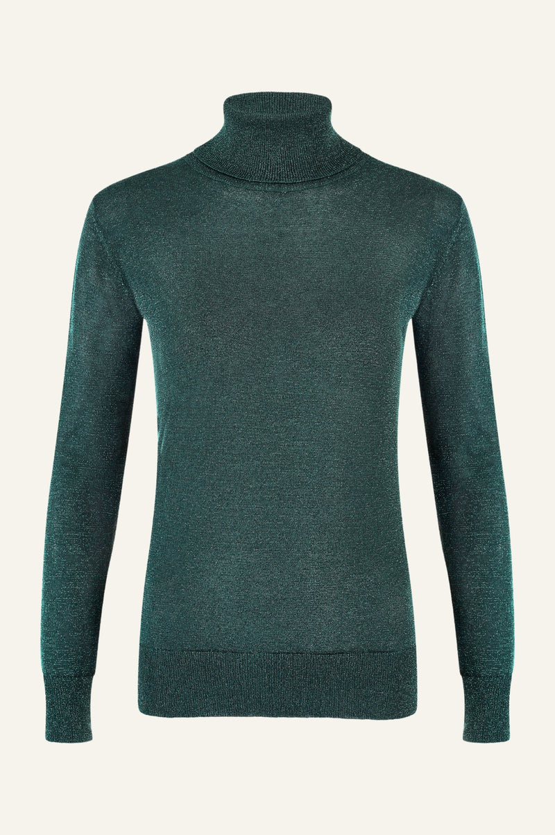 Metallic Knit Polo | Emerald/Green