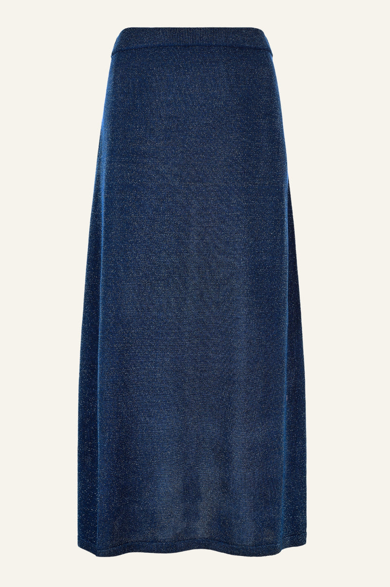 Metallic Knit Skirt | Navy/Blue