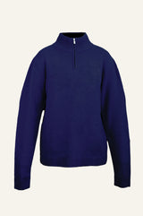 Merino Wool Men's Quarter Zip Jumper | Navy/Grey