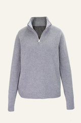 Merino Wool Men's Quarter Zip Jumper | Light Grey/Grey