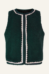 Trim Detail Eco Fleece Gilet | Green