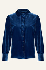 Ffion Velvet Shirt | Blue Sapphire