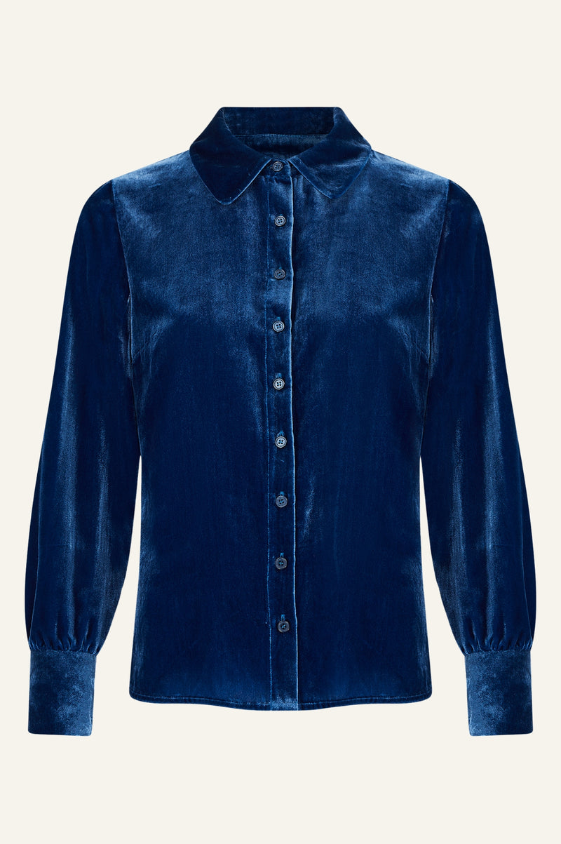 Ffion Velvet Shirt | Blue Sapphire