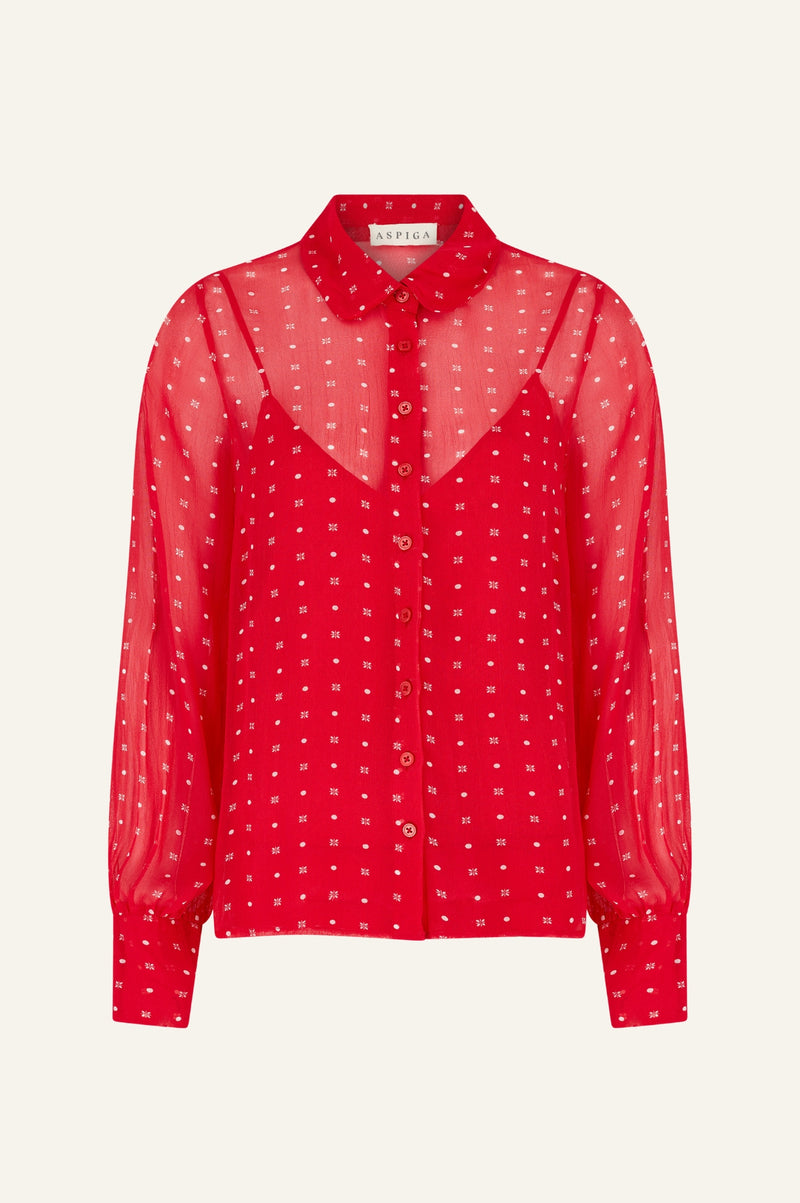 Ffion Blouse | Flower Polka Dot Red/White