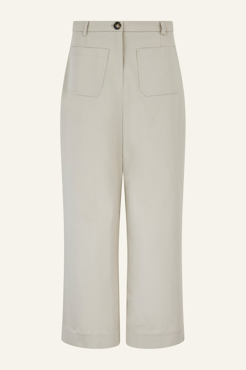 Kendal Stretch Cotton Sateen Trouser | Taupe