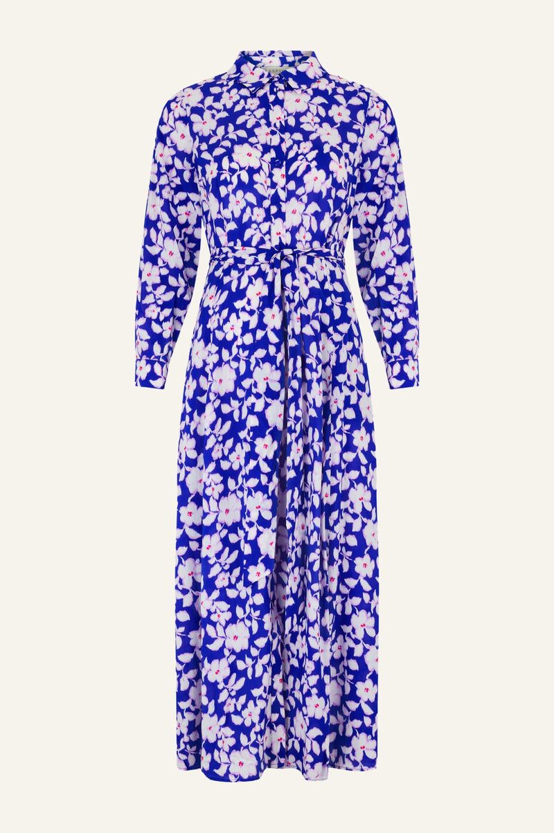 Eliza EcoVero Shirt Dress | Cobalt/Pink