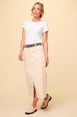 Mallory Stretch Corduroy Skirt | Cream