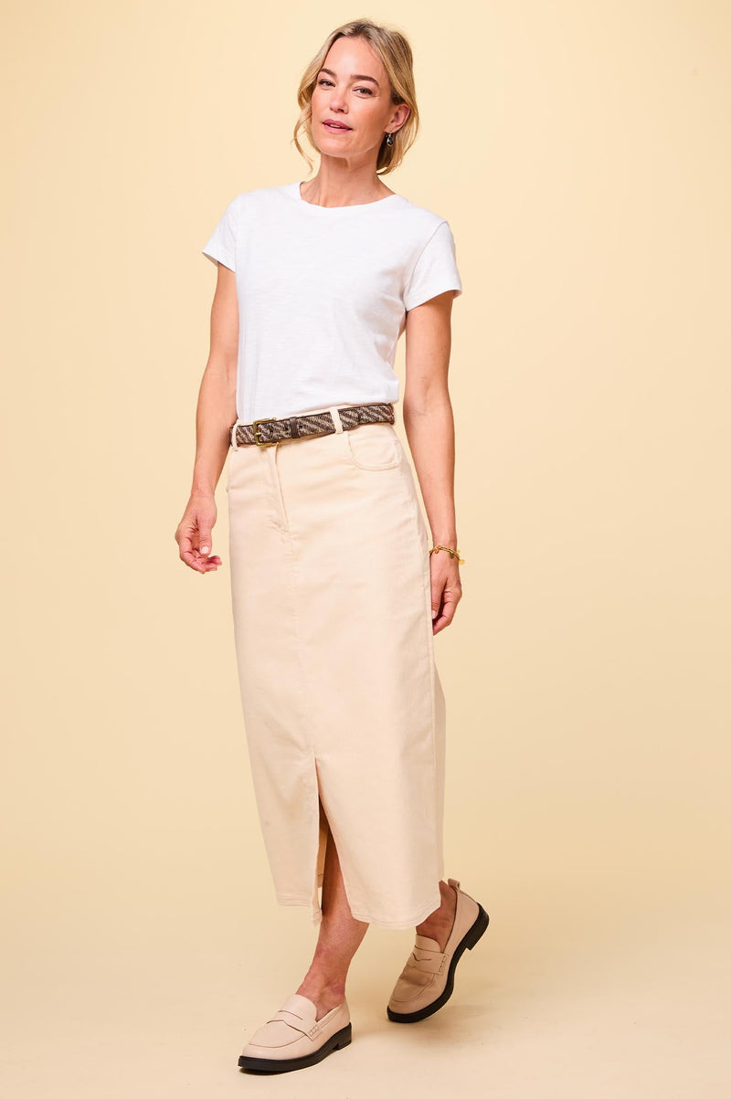 Aspiga Ladies Sustainable Mallory Corduroy Cream Skirt