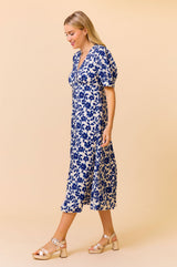 Anne Tea EcoVero Dress | Blossom Cream/Navy