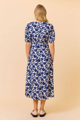 Anne Tea EcoVero Dress | Blossom Cream/Navy