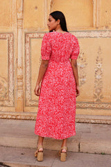 Anne Tea EcoVero™ Dress | Spring Garden Red/Pink