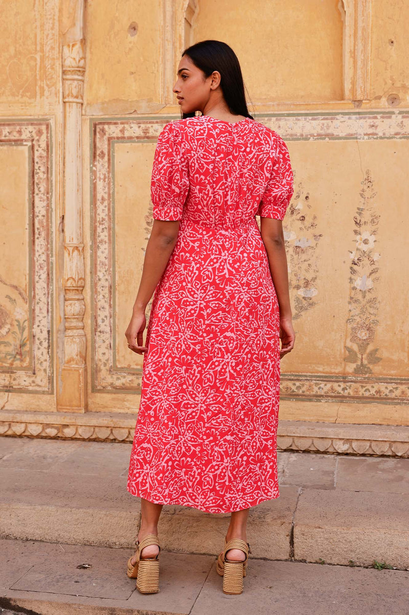 Anne Tea EcoVero Dress | Red/Pink