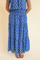 Bea Printed Organic Cotton Skirt | Odisha Blue/Green