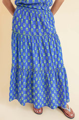 Bea Printed Organic Cotton Skirt | Odisha Blue/Green