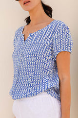 Lisbon Blouse | Santorini Border Blue/White