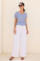 Lisbon Blouse | Santorini Border Blue/White