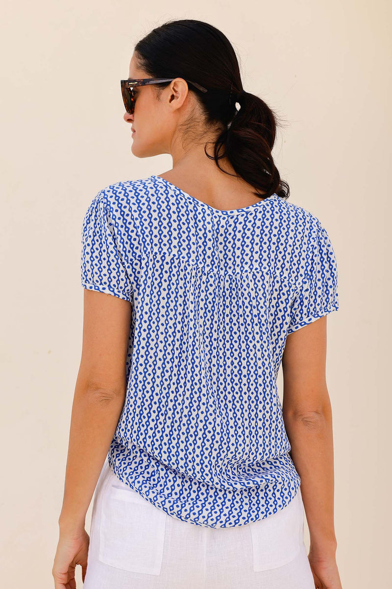 Lisbon Blouse | Santorini Border Blue/White