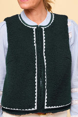 Trim Detail Eco Fleece Gilet | Green