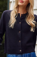 Merino Wool Brittany Cardigan | Black