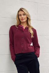 Merino Wool Brittany Cardigan | Wine