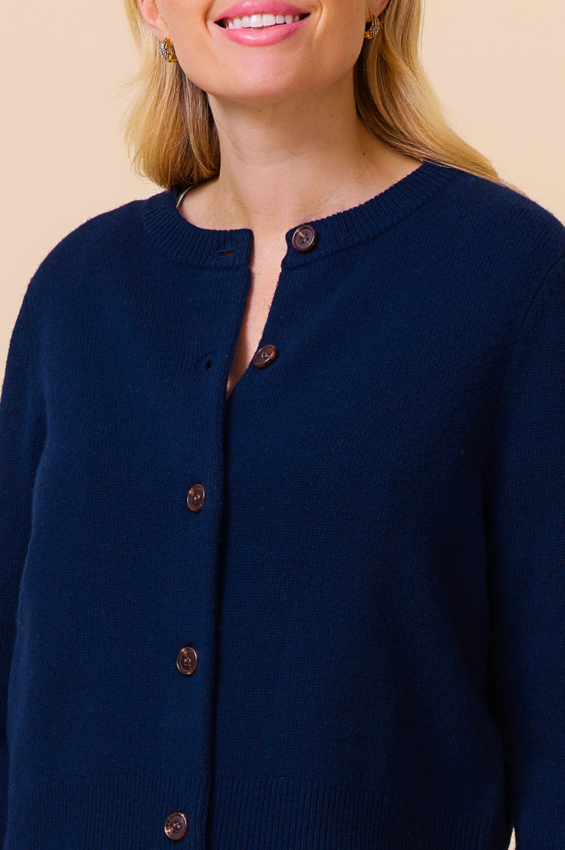 Merino Wool Brittany Cardigan | Navy