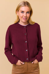 Merino Wool Brittany Cardigan | Wine