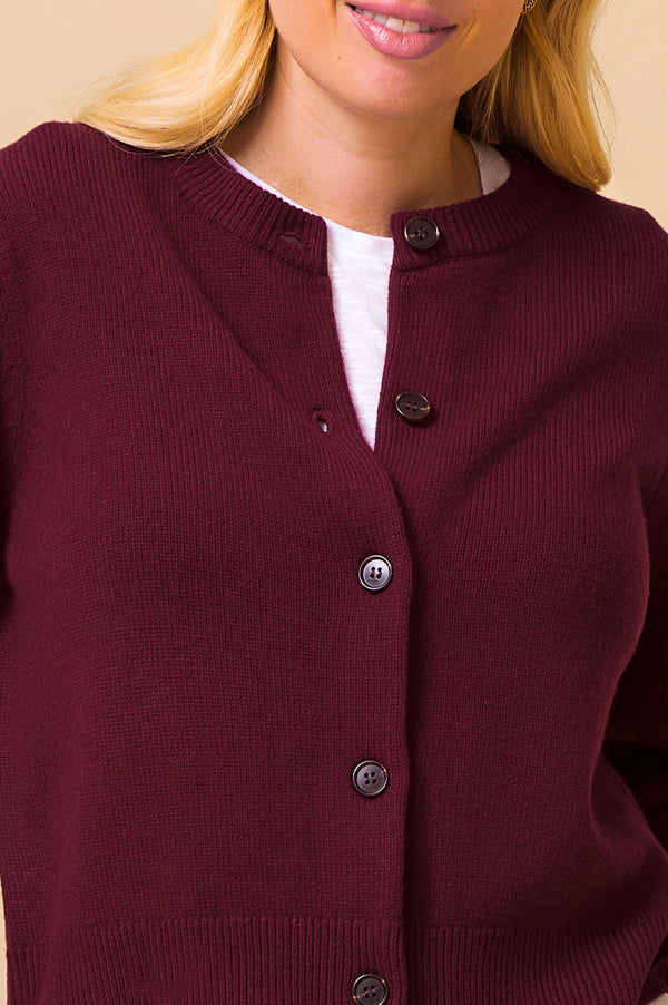 Merino Wool Brittany Cardigan | Wine