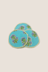 Block Print Face Pads | Sunflower Buti Turquoise