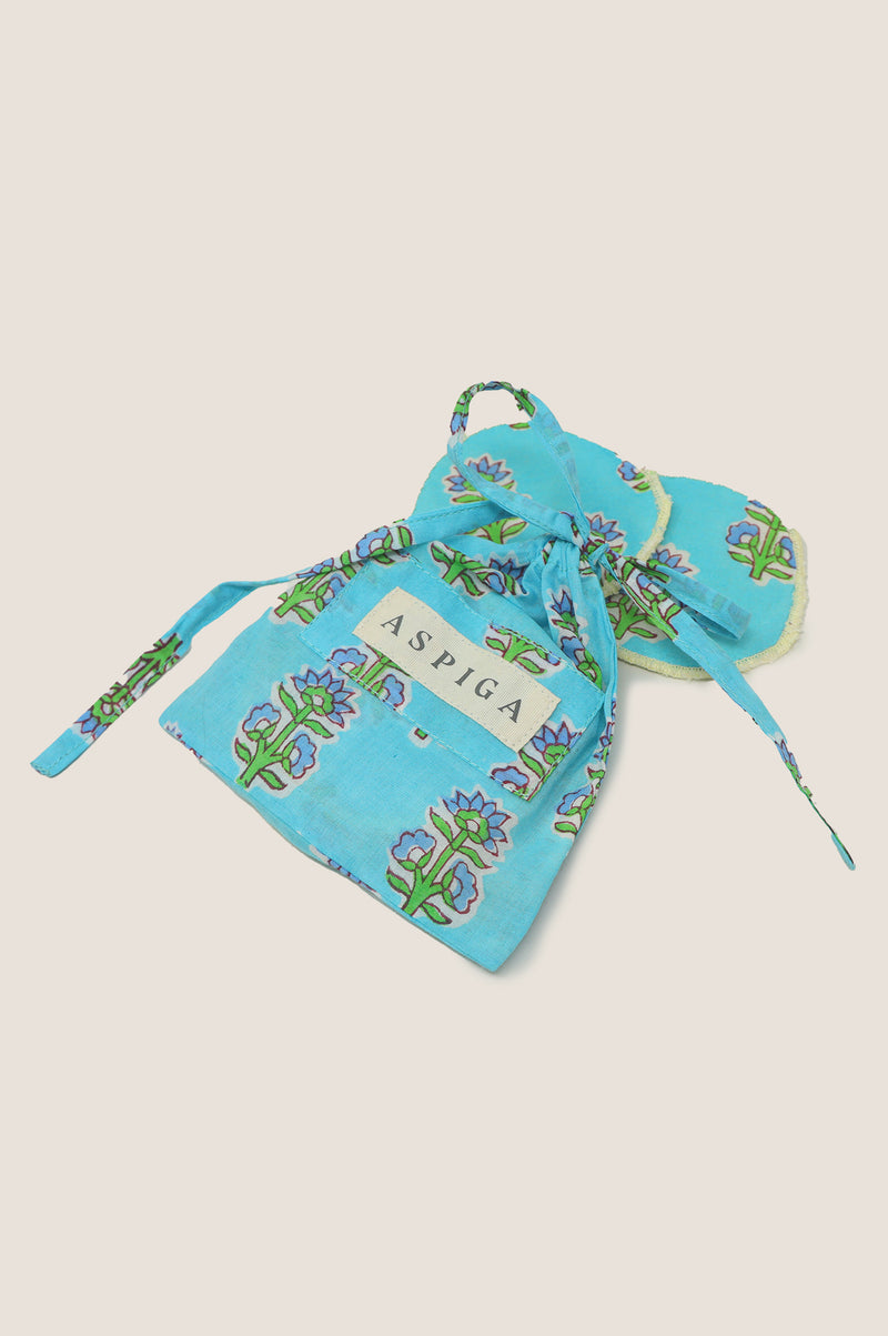 Block Print Face Pads | Sunflower Buti Turquoise