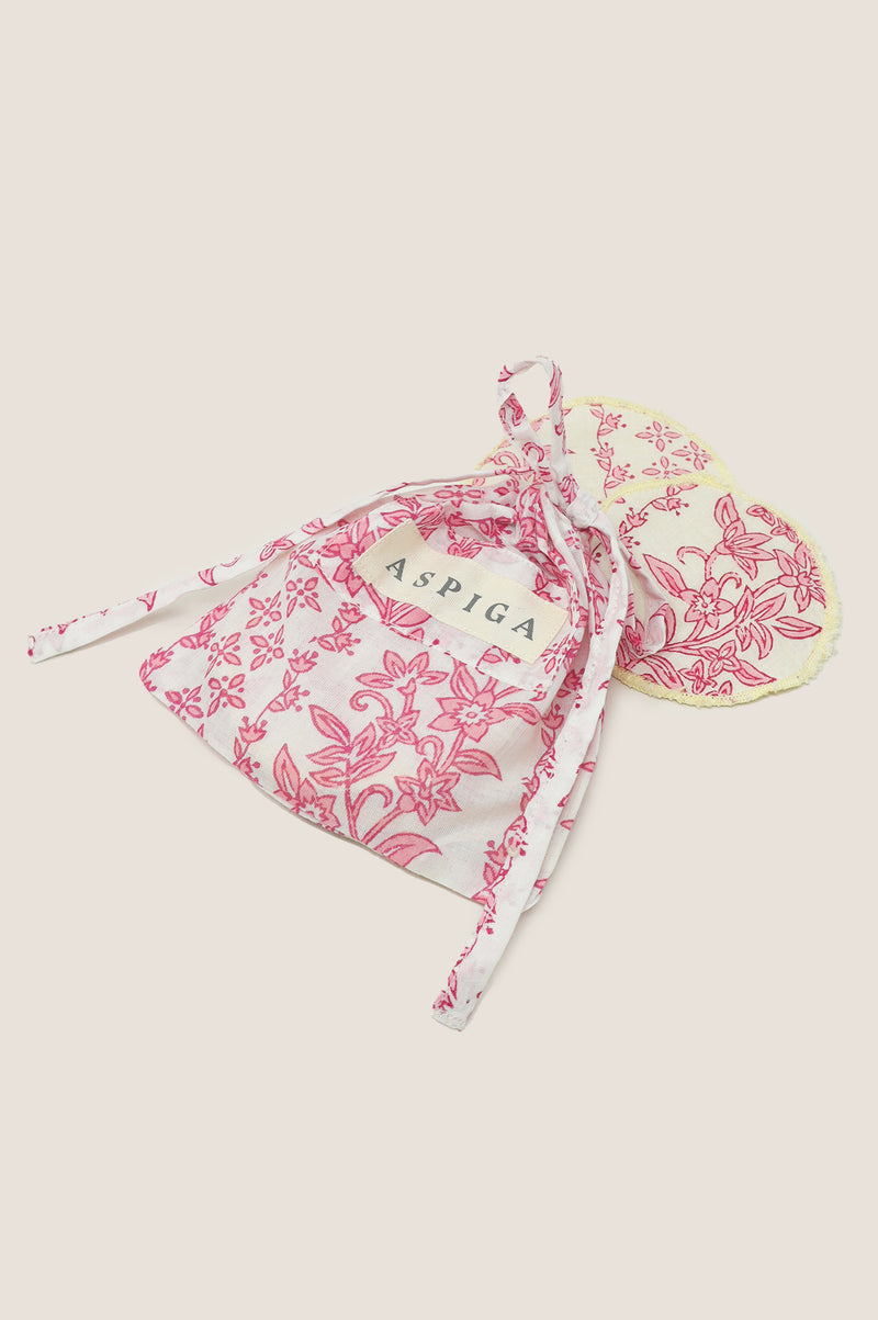 Block Print Face Pads | Lily Line Print Pink