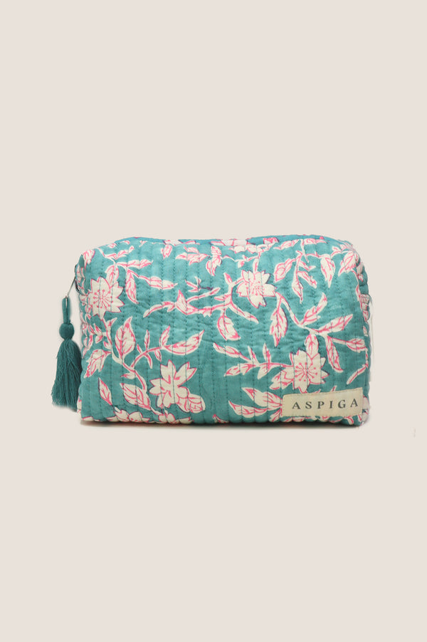 Large Wash Bag | Japanese Flower Sea Green