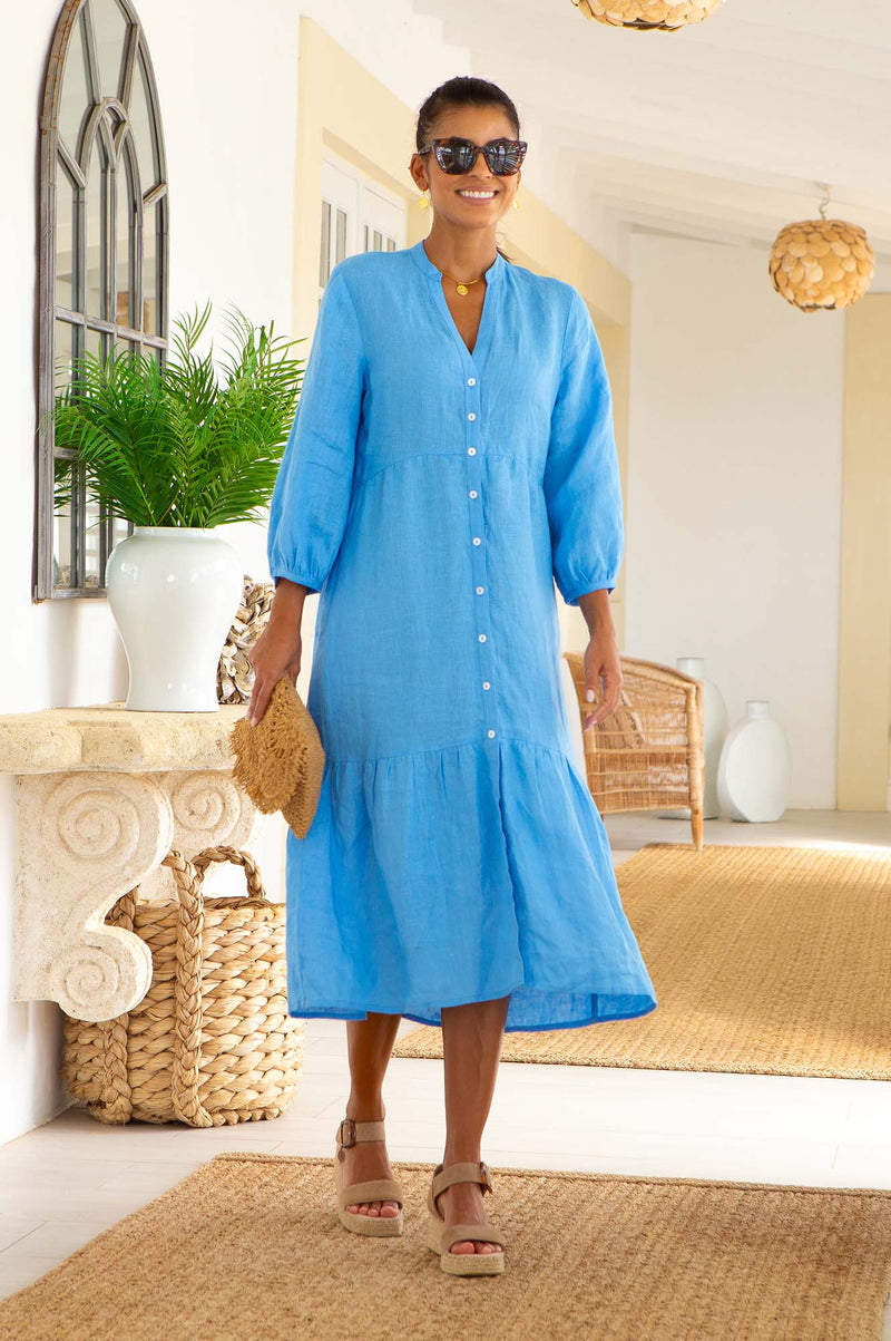 Charlotte Linen Dress | Cornflower