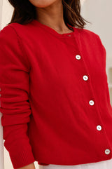 Merino Wool Classic Cardigan | Red