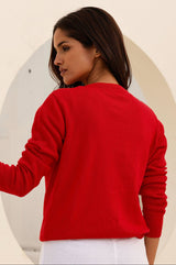 Merino Wool Classic Cardigan | Red