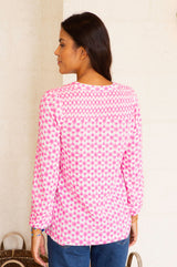 Clea Blouse | Maui Print Pink/White