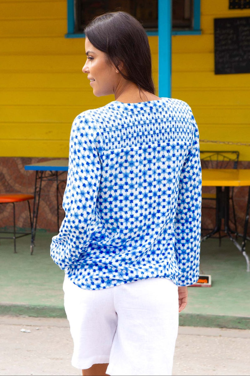 Clea Blouse | Maui Blue/White