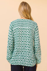 Clea Blouse | Maui Green/White