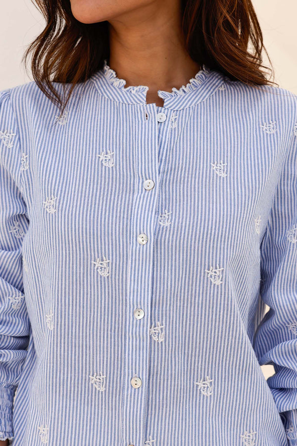 Cosima Organic Cotton Shirt | Stripe Blue/White