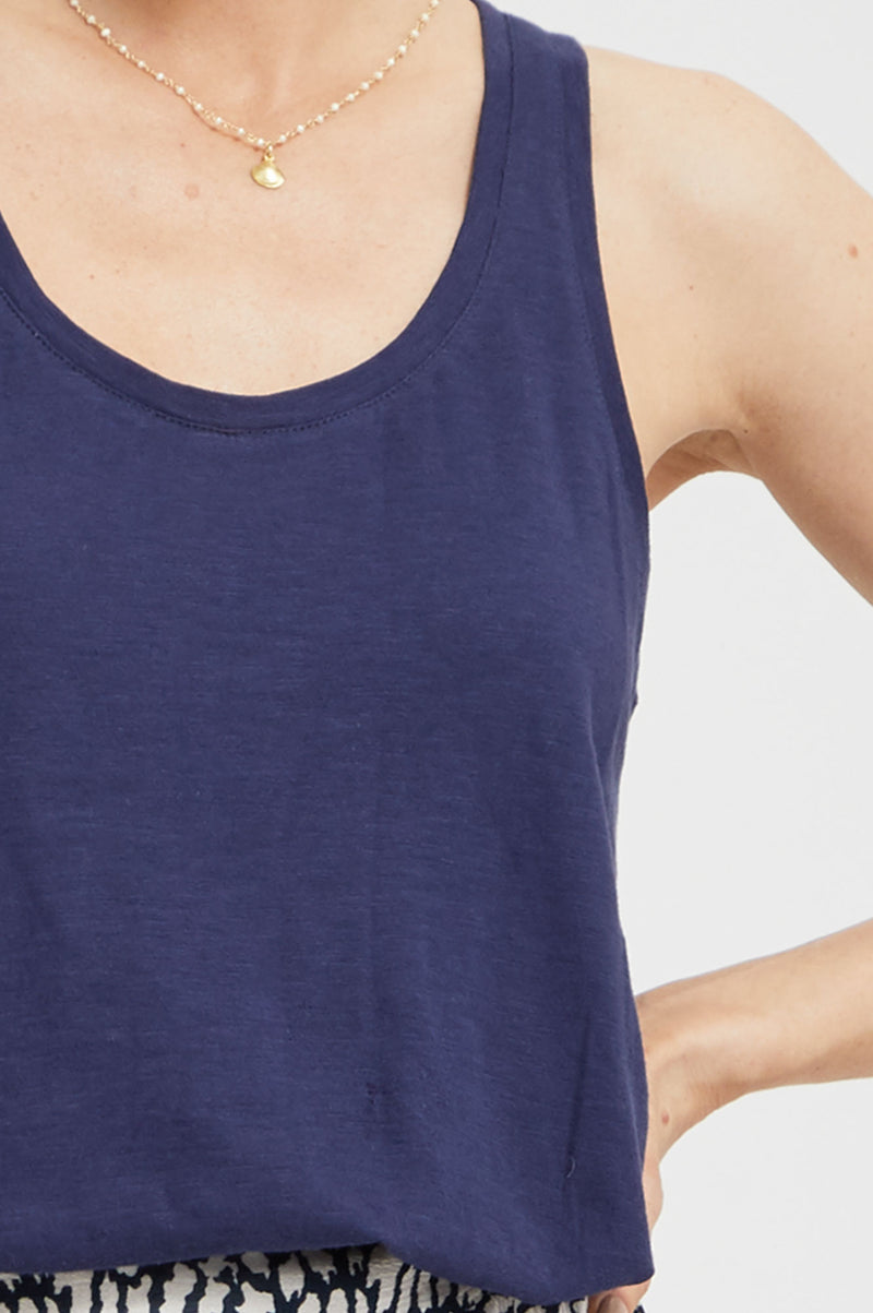 Organic Cotton Slub Vest | Navy