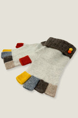 Fingerless Gloves | Cream/Brown