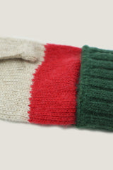 Striped Wool & Cashmere Mittens | Cream/Green/Red