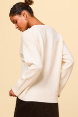 Merino Wool Relaxed V-Neck Jumper | Cream