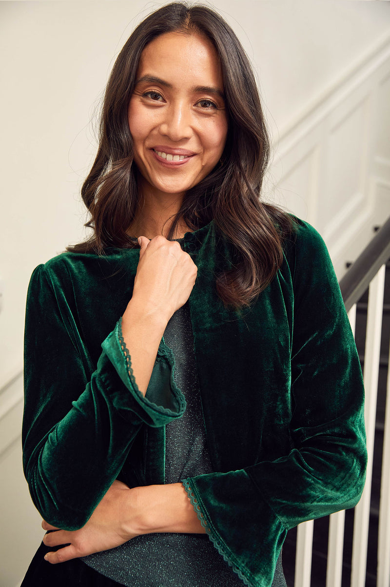 Adie Velvet Shrug | Emerald