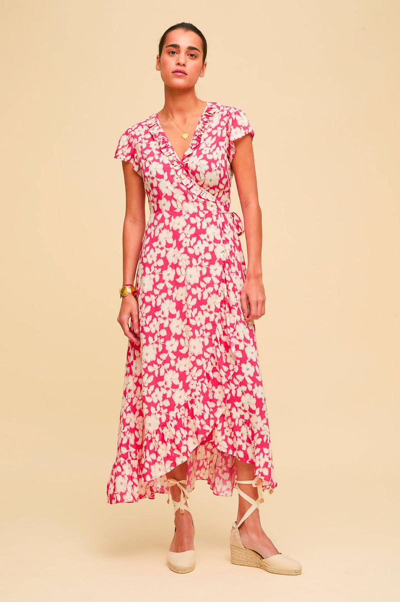 Demi EcoVero Wrap Dress | Blossom Pink/White/Green