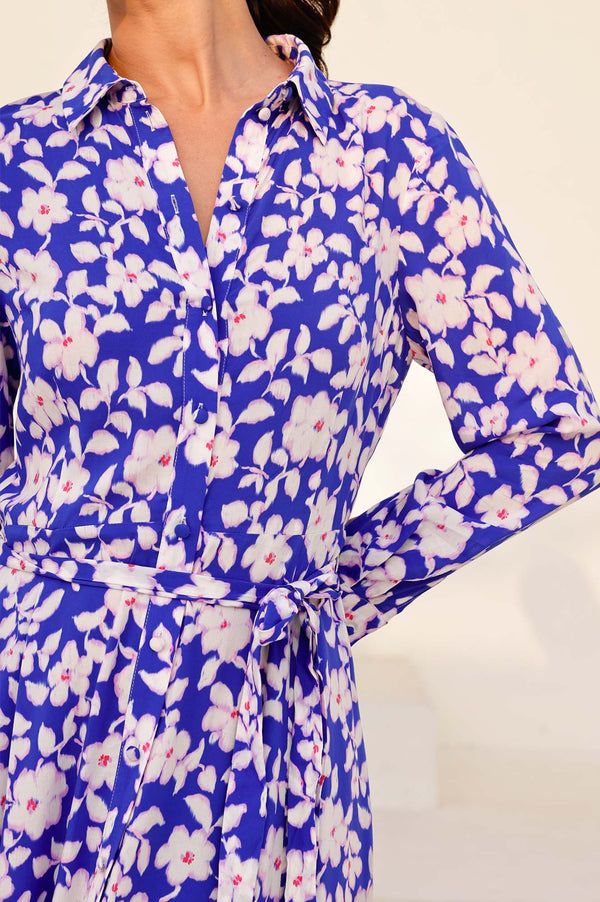 Eliza EcoVero Shirt Dress | Blossom Cobalt/Pink