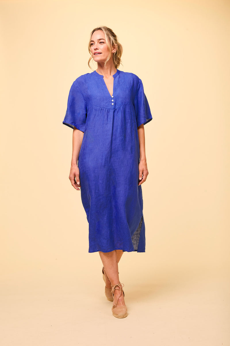 Ithaca Linen Dress | Cobalt