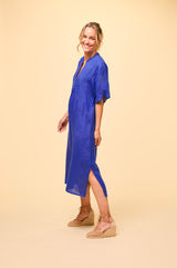 Ithaca Linen Dress | Cobalt