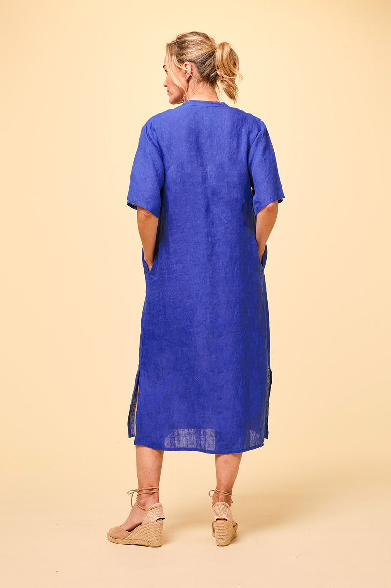 Ithaca Linen Dress | Cobalt